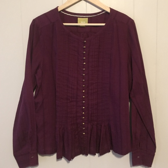 Anthropologie Tops - Maeve Anthropologie Pleated Blouse Size Large
